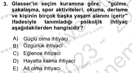 Yaşlılarda Çatışma Ve Stres Yönetimi 1 Dersi 2023 - 2024 Yılı (Final) Dönem Sonu Sınavı 3. Soru