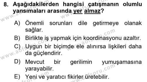 Yaşlılarda Çatışma Ve Stres Yönetimi 1 Dersi 2023 - 2024 Yılı (Final) Dönem Sonu Sınavı 8. Soru