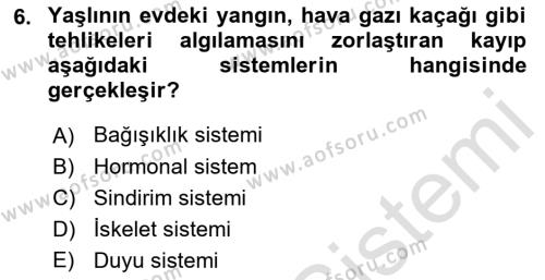 Yaşlılarda Davranış Sorunları Ve Uyum Dersi 2021 - 2022 Yılı Yaz Okulu Sınavı 6. Soru