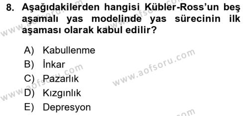 Yaşlılarda Davranış Sorunları Ve Uyum Dersi 2022 - 2023 Yılı (Final) Dönem Sonu Sınavı 8. Soru