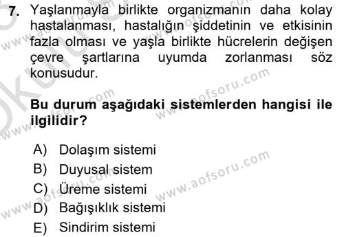 Yaşlılarda Davranış Sorunları Ve Uyum Dersi 2022 - 2023 Yılı Yaz Okulu Sınavı 7. Soru