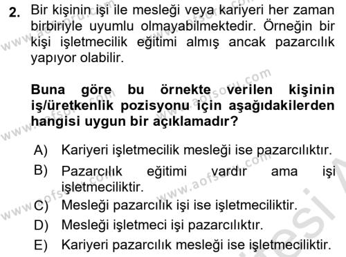 Yaşlılarda Davranış Sorunları Ve Uyum Dersi 2023 - 2024 Yılı (Final) Dönem Sonu Sınavı 2. Soru