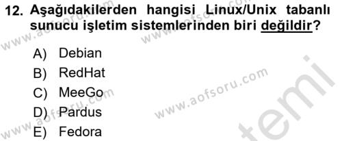 Bilişim Teknolojileri Dersi 2021 - 2022 Yılı (Vize) Ara Sınavı 12. Soru