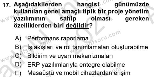 Bilişim Teknolojileri Dersi 2021 - 2022 Yılı (Vize) Ara Sınavı 17. Soru