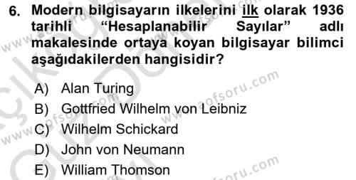 Bilişim Teknolojileri Dersi 2021 - 2022 Yılı (Vize) Ara Sınavı 6. Soru