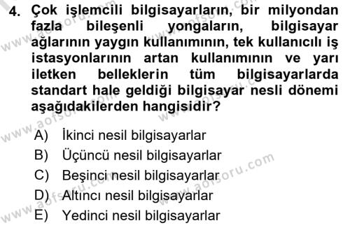 Bilişim Teknolojileri Dersi 2021 - 2022 Yılı (Final) Dönem Sonu Sınavı 4. Soru