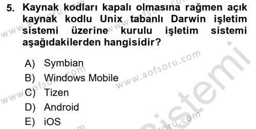 Bilişim Teknolojileri Dersi 2021 - 2022 Yılı (Final) Dönem Sonu Sınavı 5. Soru