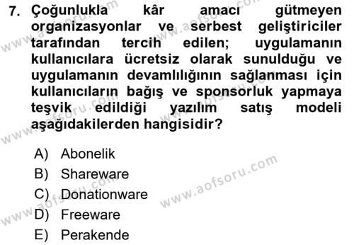 Bilişim Teknolojileri Dersi 2021 - 2022 Yılı (Final) Dönem Sonu Sınavı 7. Soru