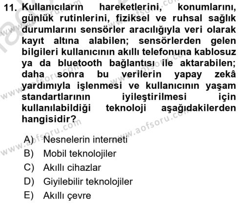 Bilişim Teknolojileri Dersi 2021 - 2022 Yılı Yaz Okulu Sınavı 11. Soru