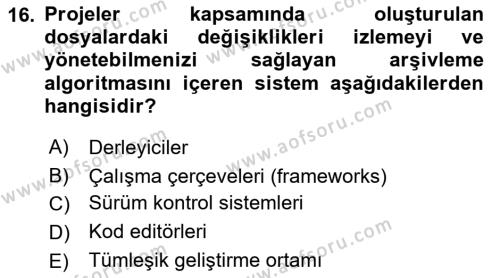 Bilişim Teknolojileri Dersi 2021 - 2022 Yılı Yaz Okulu Sınavı 16. Soru