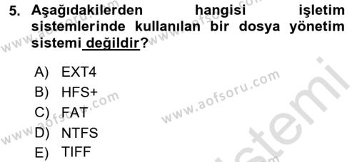 Bilişim Teknolojileri Dersi 2021 - 2022 Yılı Yaz Okulu Sınavı 5. Soru