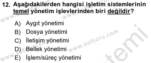 Bilişim Teknolojileri Dersi 2022 - 2023 Yılı (Vize) Ara Sınavı 12. Soru