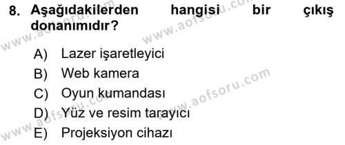 Bilişim Teknolojileri Dersi 2022 - 2023 Yılı (Vize) Ara Sınavı 8. Soru