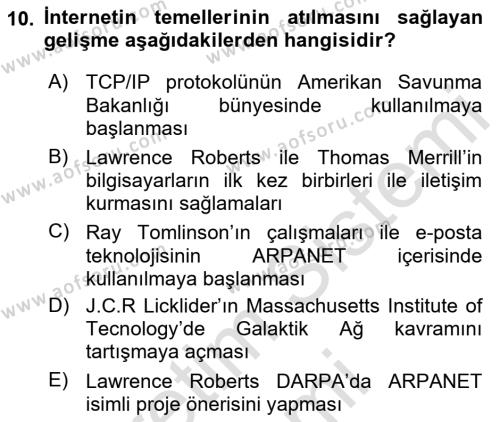 Bilişim Teknolojileri Dersi 2022 - 2023 Yılı (Final) Dönem Sonu Sınavı 10. Soru