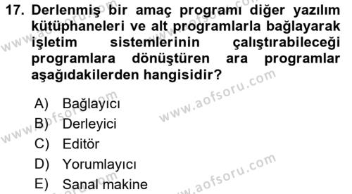 Bilişim Teknolojileri Dersi 2022 - 2023 Yılı (Final) Dönem Sonu Sınavı 17. Soru