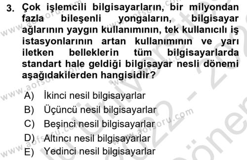 Bilişim Teknolojileri Dersi 2022 - 2023 Yılı (Final) Dönem Sonu Sınavı 3. Soru