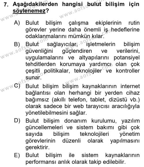 Bilişim Teknolojileri Dersi 2022 - 2023 Yılı (Final) Dönem Sonu Sınavı 7. Soru