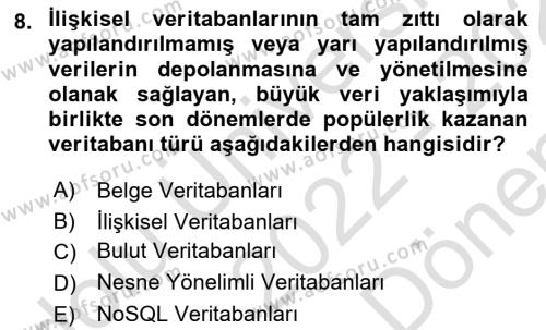 Bilişim Teknolojileri Dersi 2022 - 2023 Yılı (Final) Dönem Sonu Sınavı 8. Soru