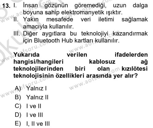 Bilişim Teknolojileri Dersi 2022 - 2023 Yılı Yaz Okulu Sınavı 13. Soru