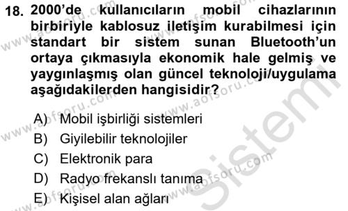 Bilişim Teknolojileri Dersi 2022 - 2023 Yılı Yaz Okulu Sınavı 18. Soru