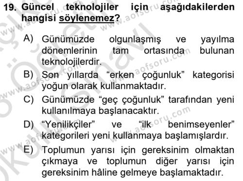 Bilişim Teknolojileri Dersi 2022 - 2023 Yılı Yaz Okulu Sınavı 19. Soru