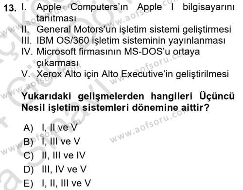 Bilişim Teknolojileri Dersi 2023 - 2024 Yılı (Vize) Ara Sınavı 13. Soru