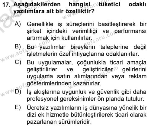 Bilişim Teknolojileri Dersi 2023 - 2024 Yılı (Vize) Ara Sınavı 17. Soru