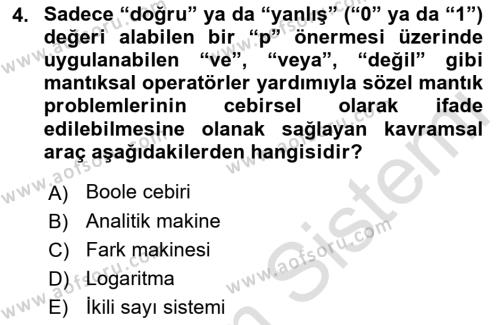 Bilişim Teknolojileri Dersi 2023 - 2024 Yılı (Vize) Ara Sınavı 4. Soru