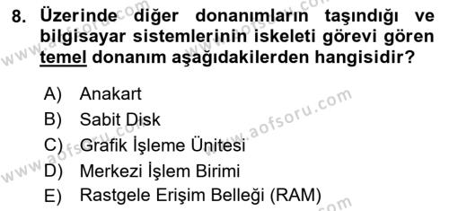 Bilişim Teknolojileri Dersi 2023 - 2024 Yılı (Vize) Ara Sınavı 8. Soru