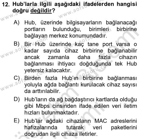 Bilişim Teknolojileri Dersi 2023 - 2024 Yılı (Final) Dönem Sonu Sınavı 12. Soru