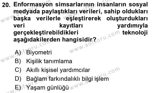 Bilişim Teknolojileri Dersi 2023 - 2024 Yılı (Final) Dönem Sonu Sınavı 20. Soru