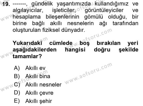 Bilişim Teknolojileri Dersi 2023 - 2024 Yılı Yaz Okulu Sınavı 19. Soru