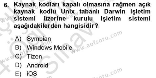 Bilişim Teknolojileri Dersi 2023 - 2024 Yılı Yaz Okulu Sınavı 6. Soru