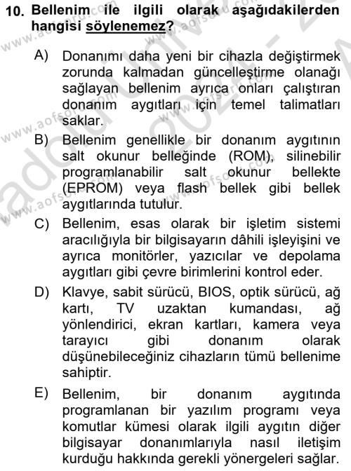 Bilişim Teknolojileri Dersi 2024 - 2025 Yılı (Vize) Ara Sınavı 10. Soru