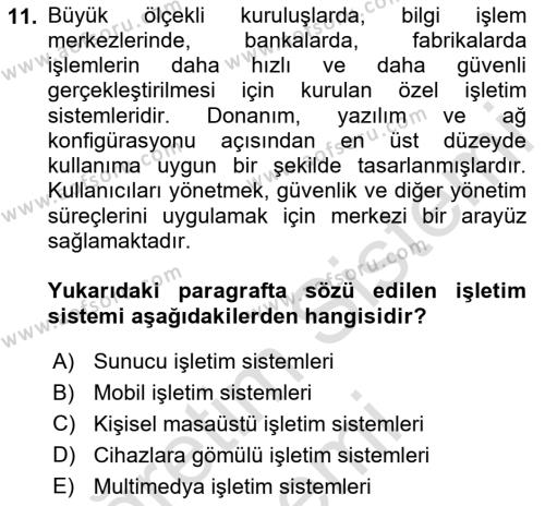 Bilişim Teknolojileri Dersi 2024 - 2025 Yılı (Vize) Ara Sınavı 11. Soru