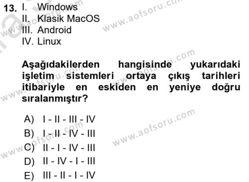 Bilişim Teknolojileri Dersi 2024 - 2025 Yılı (Vize) Ara Sınavı 13. Soru