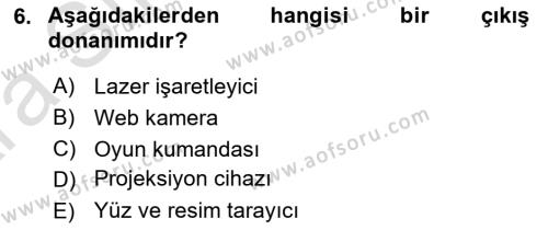 Bilişim Teknolojileri Dersi 2024 - 2025 Yılı (Vize) Ara Sınavı 6. Soru