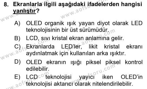 Bilişim Teknolojileri Dersi 2024 - 2025 Yılı (Vize) Ara Sınavı 8. Soru