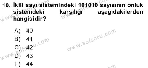 Bilgisayar Ve Programlamaya Giriş Dersi 2023 - 2024 Yılı (Vize) Ara Sınavı 10. Soru