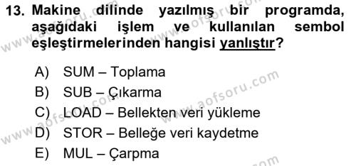 Bilgisayar Ve Programlamaya Giriş Dersi 2023 - 2024 Yılı (Vize) Ara Sınavı 13. Soru