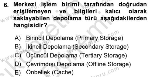 Bilgisayar Ve Programlamaya Giriş Dersi 2023 - 2024 Yılı (Vize) Ara Sınavı 6. Soru