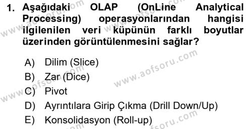 İşletme Analitiği Dersi 2021 - 2022 Yılı Yaz Okulu Sınavı 1. Soru