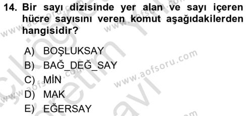 İşletme Analitiği Dersi 2021 - 2022 Yılı Yaz Okulu Sınavı 14. Soru