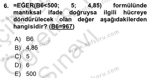 İşletme Analitiği Dersi 2021 - 2022 Yılı Yaz Okulu Sınavı 6. Soru