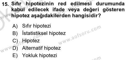 İşletme Analitiği Dersi 2022 - 2023 Yılı Yaz Okulu Sınavı 15. Soru