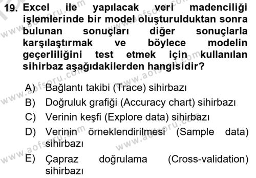 İşletme Analitiği Dersi 2022 - 2023 Yılı Yaz Okulu Sınavı 19. Soru