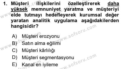 İşletme Analitiği Dersi 2023 - 2024 Yılı (Vize) Ara Sınavı 1. Soru