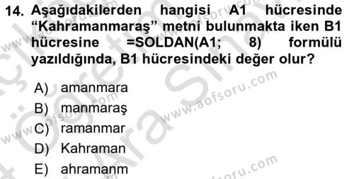 İşletme Analitiği Dersi 2023 - 2024 Yılı (Vize) Ara Sınavı 14. Soru