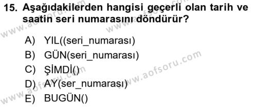 İşletme Analitiği Dersi 2023 - 2024 Yılı (Vize) Ara Sınavı 15. Soru