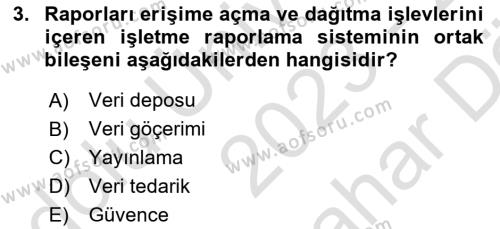 İşletme Analitiği Dersi 2023 - 2024 Yılı (Vize) Ara Sınavı 3. Soru